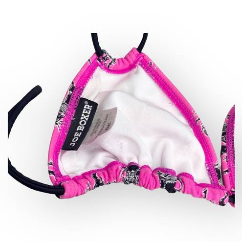 Joe Boxer new  ☼ Unicorn Print 2 Piece String Bikini Set ☼ Hot Pink Black ☼ XS