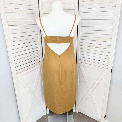 Shoedazzle Open Back Linen Blend Strappy Sheath Dress Tan XXL