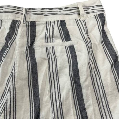 Torrid  Womens Size 12 Cream and Black Striped Hi-Rise Linen Shorts Rolled Cuffs