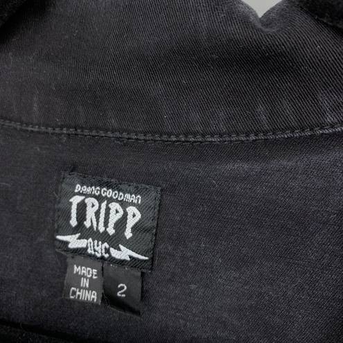 Tripp NYC Tripp Women's 2 Apx US L Zip Front Black Jacket Zipper Detail Cropped 3/4 Sleeve