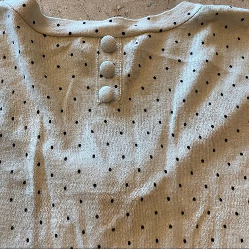 Volcom  Sweater Women S/P Ivory with Black Polka Dots Knit Long Sleeve