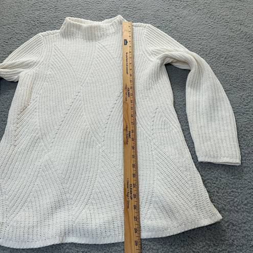 J.Jill  Chenille Sweater Womens Small Off White Mock Neck Cable Knit Tunic