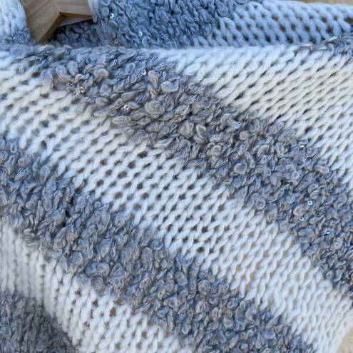 Abercrombie & Fitch | White & Gray Sequin Striped Knit Infinity Scarf