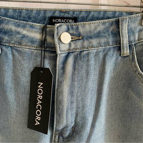 NWT Noracora cropped capri wide leg jeans light wash Size XL New!