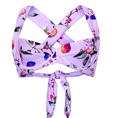 PilyQ New.  lilac fruit bikini top. Large but adjustable. Retails $80