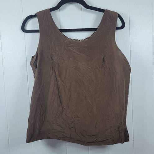 Allison Taylor  Womens Size S Vintage 100% Silk Reversible Tank Top Brown Leopard