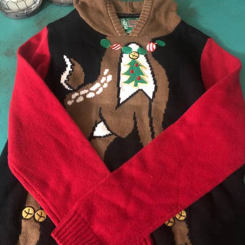 Ugly Christmas Sweater Reindeer Hoodie NWOT