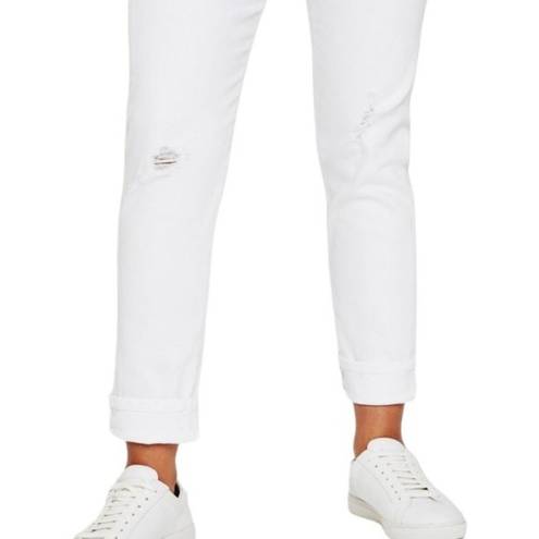 AG Adriano Goldschmied NEW AG ExBoyfriend Slouchy Slim High Rise Distressed White Denim Jeans Size 24