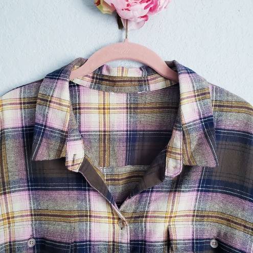 Old Navy  Long-Sleeve Plaid Flannel Boyfriend Tunic Shirt