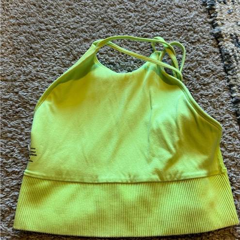 Gilly Hicks Hollister Neon Yellow Ribbed Sports Bra Tank Top