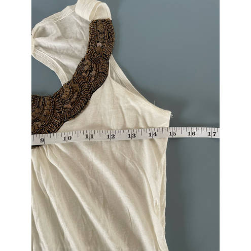 Max Rave  womens cream tank with beading size M