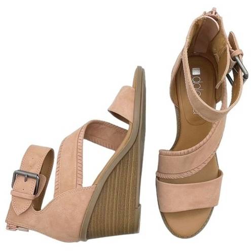 Dolcetta  Delia Blush Pink Faux Suede Strappy Ankle Wrap Wedge Women’s Size 6