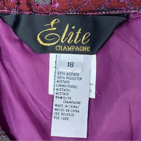 Elite Champagne Metallic Brocade Jacquard Pencil Midi Skirt Gray Pink 18