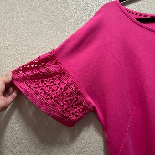 Talbots  Shift Sheath Knit Knee Length Crochet Sleeve Short Sleeve Dress Size XL