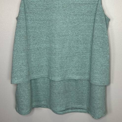 J.Jill  Pure Jill Layered Tank Top Large Mint Green Stripe Linen Blend Casual