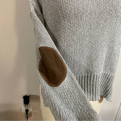 Harper  | Gray Knitted Elbow Patch Sweater