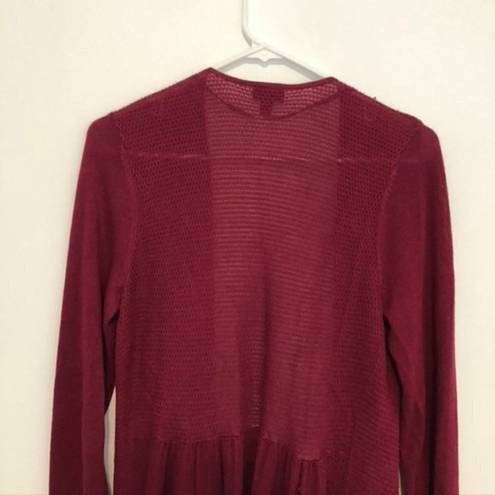 Torrid  00 Plus Size Cardigan Drape Front Sweater Burgundy Red Open Lightweight