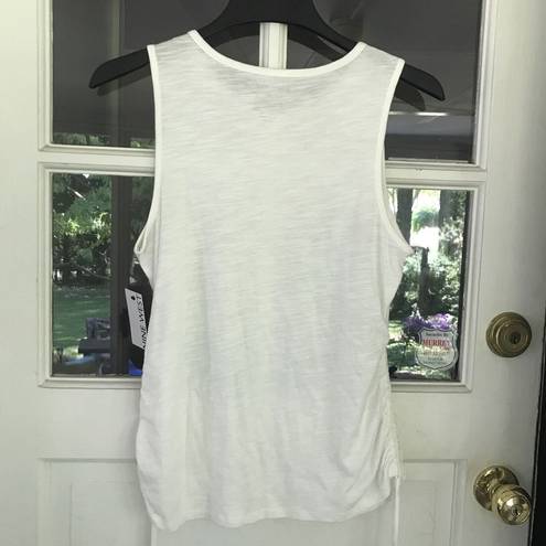 Nine West  Size M White Top Tank Sleeveless Ruched Sides Shirt Solid Women Summer