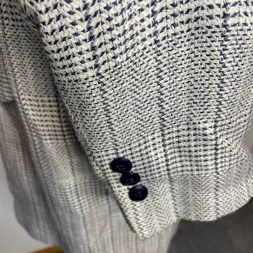 Houndstooth Sasson Blazer Jacket 8 Herringbone  Knit V-Neck Business Casual Chic
