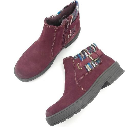 Earth Origins  Tate Bootie Burgundy Suede Boho Knit Ankle Boot Women’s Size 9