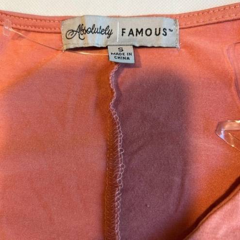 Absolutely Famous  Orange Blouse V Neck Cinched Waist Size‎ Small