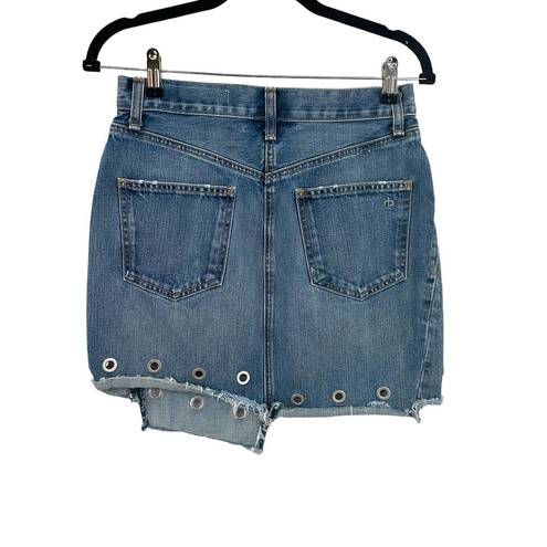 Rag and Bone  Dive Skirt in Willow Eyelet Blue Denim Size 27