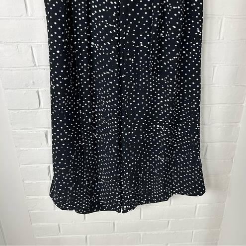 T Tahari  Black White Polka Dot Print Wide Leg Cropped Pants Size S