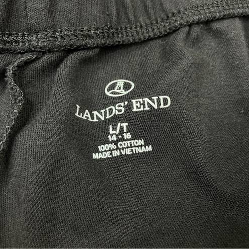 Lands'End  | Black Sport Knit Straight Leg Cotton Pants Leggings L TALL