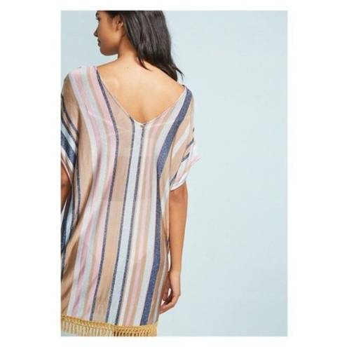 PilyQ  Maggie Metallic Stripe Cover Up Fringe Revolve Swim XS/S