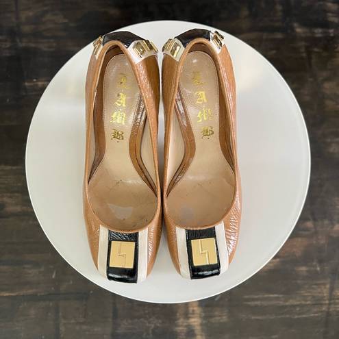 L.A.M.B. Women’s Patent Leather Tan Heels size 5.5