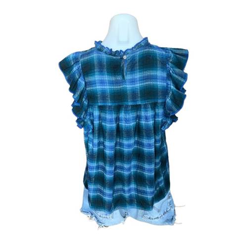 BeachLunchLounge Ruffle Prarie Top Plaid SMALL Babydoll Western Cowgirl Beach Lunch Lounge NEW