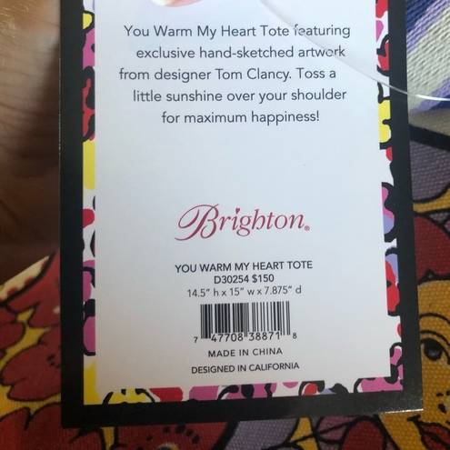 Brighton You Warm My Heart Canvas Tote Colorful Hand Sketched LOVE 14.5X15X7.87