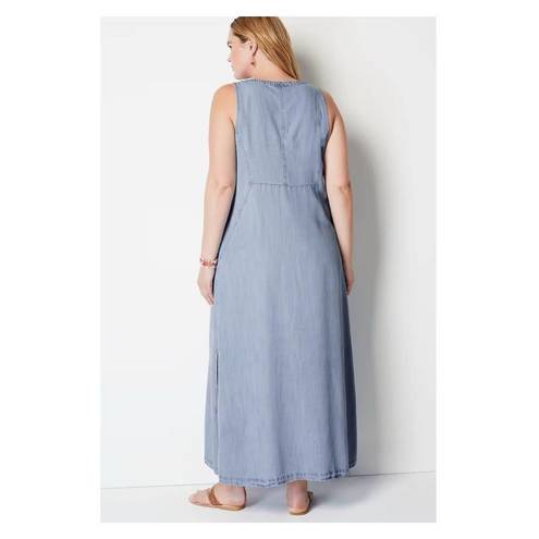 J.Jill  Chambray Tencel Lyocell Seamed Maxi Dress Sz.XS