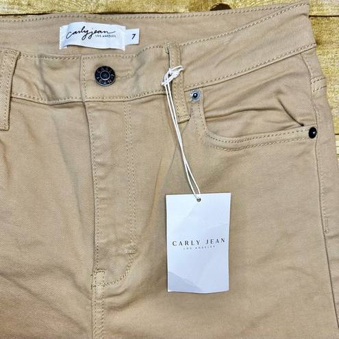 Carly Jean Los Angeles NWT  Chrissy High-Rise Straight Jeans Khaki