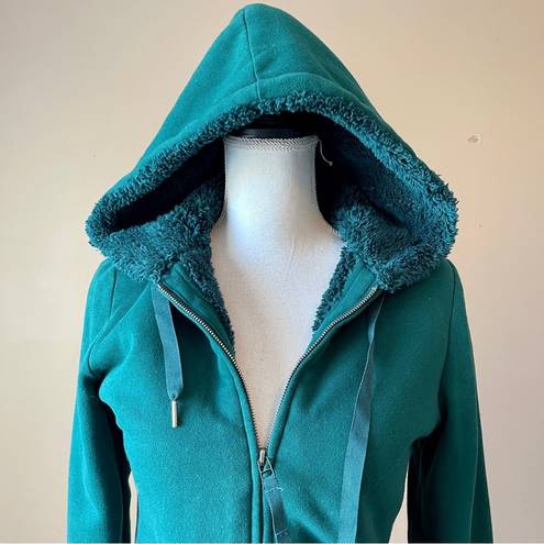 Kirra  | Green Faux Fur Lined Hooded Jacket Sz M