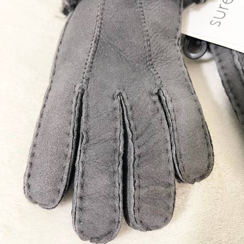 L.A.M.B. NWT Surell Gray Shearling Sheepskin Gloves Medium