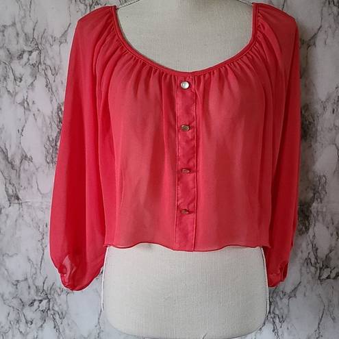 L8ter Later cropped chiffon blouse size medium