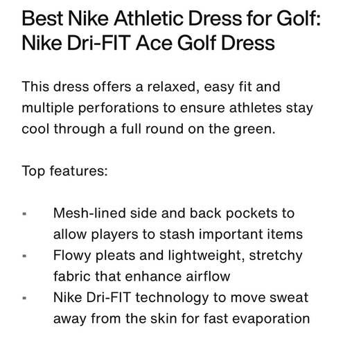 Nike  DRI-FIT Ace Pleated Golf Dress size Medium NWT