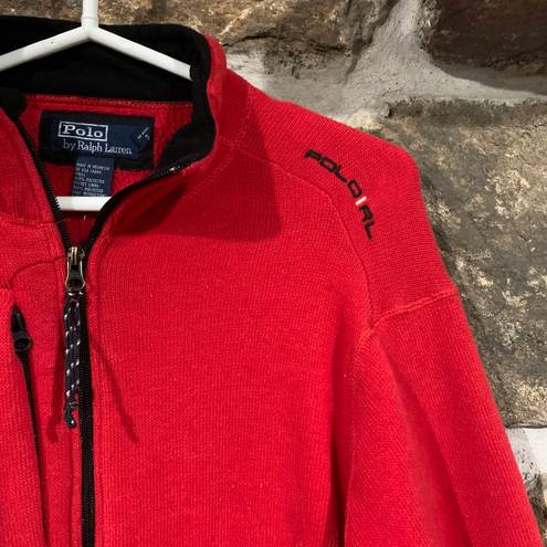 Polo Vintage Red/Black  Ralph Lauren Embroidered Zip Up Sweatshirt Jacket