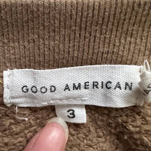 Good American Sweatshirt Crewneck Long Sleeve Pullover Sweater Tan Brown L