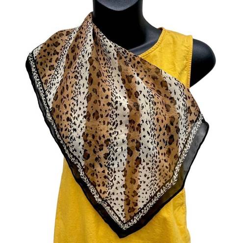 Liz Claiborne VTG 80s  Silk Cheetah Square Scarf Sheer Women’s 20.5”x20.5” Brown