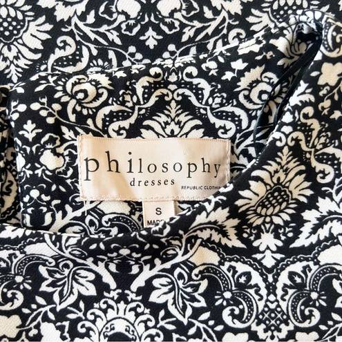 Philosophy  Sz S Womens Black White Damask Print Sheath Dress Cocktail Career