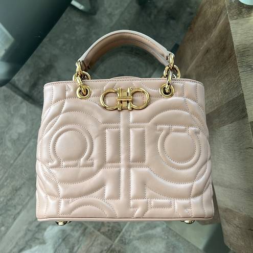 Salvatore Ferragamo  Gancino Leather Top-Handle Bag, Blush Pink UNIQUE! Sold Out