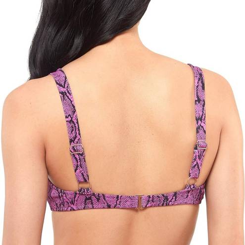 Jessica Simpson NEW  Pink Magenta Snake Print Ribbed Bikini Set Underwire Top