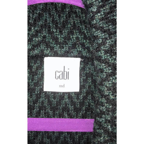 CAbi  Fireside Cardigan #3015 Green Black Knit Size Medium