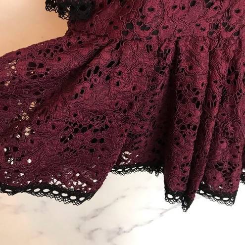 Alexis  Sophia Dress Burgundy Lace tie strap large midi long sleeve purple