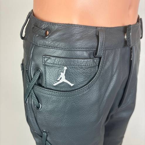 Nike Jordan  x Travis Scott Cactus Jack NWT 100% Leather Pants Bootcut Pants Sz 2