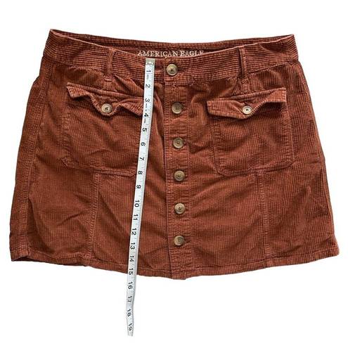 American Eagle  Corduroy Brown Button Mini Skirt A Line High Rise size 16