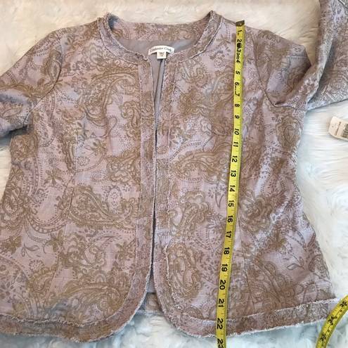 Coldwater Creek  linen blend paisley embroidered blazer jacket size 14 new!