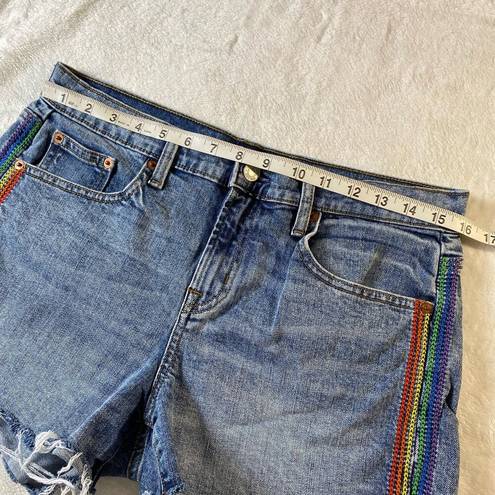 Gap  + Pride Sz 29 Regular 3" Embroidered Denim Shorts Rainbow Mid Rise